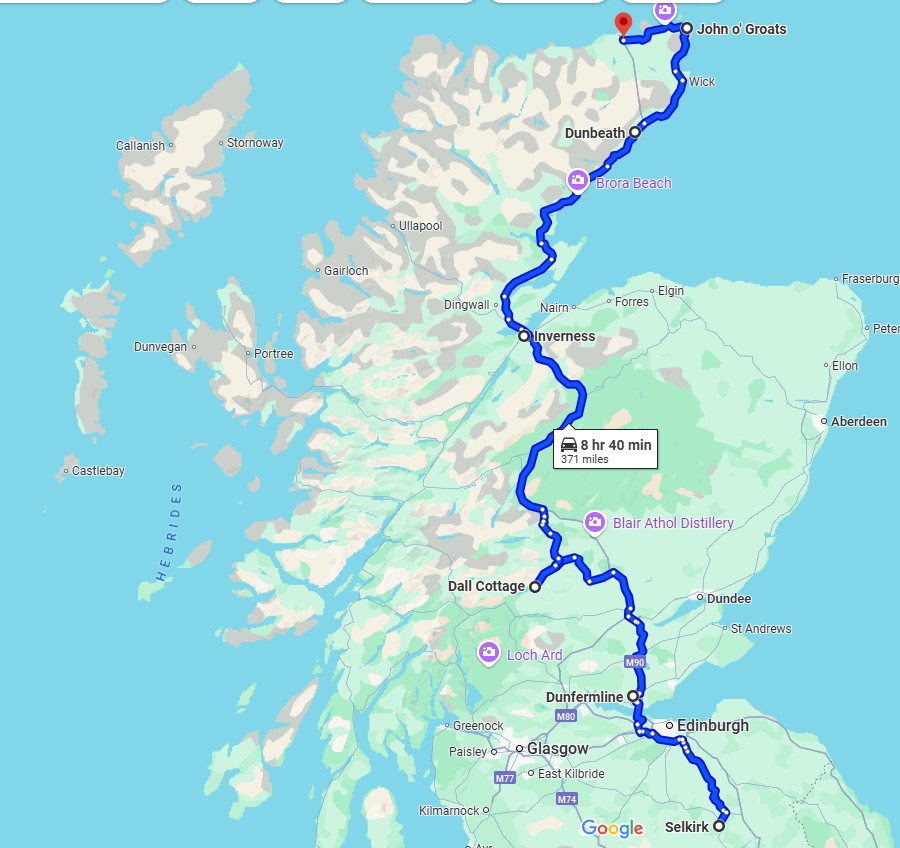 Tony's charity bike ride route (North)
